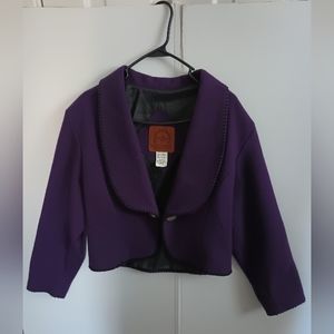 Midwest Garmet Co. Women's Medium Purple  Wool Cropped Jacket 2 button VINTAGE